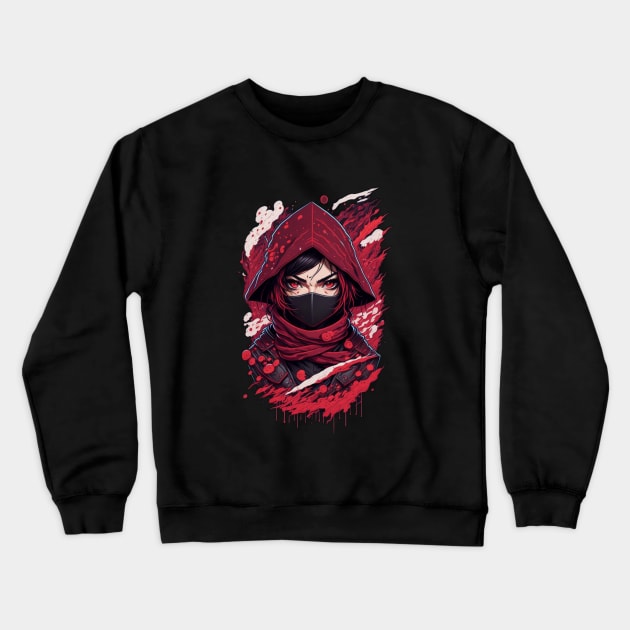 evil ninja girl face Crewneck Sweatshirt by Rizstor